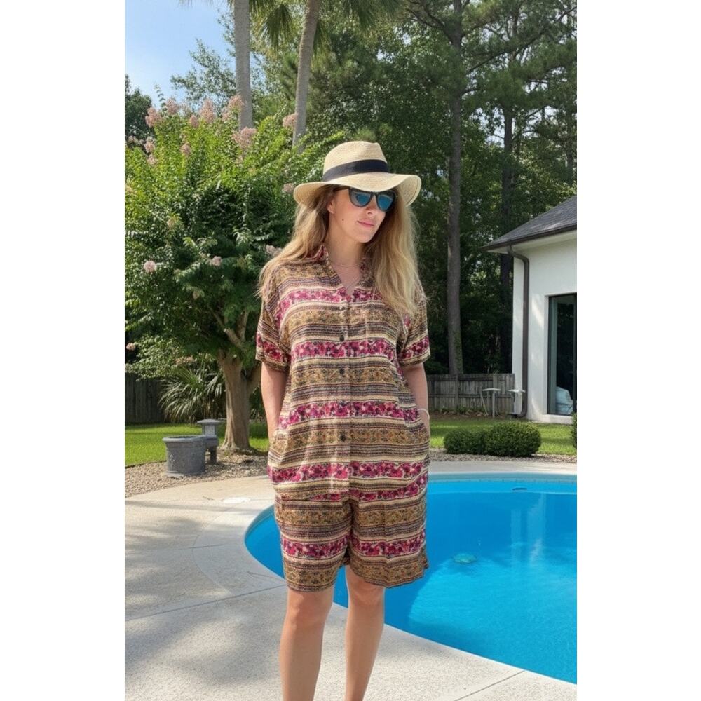 Vintage 90’s Lauren Brooke Tropical Print Resort Wear Matching Short Set